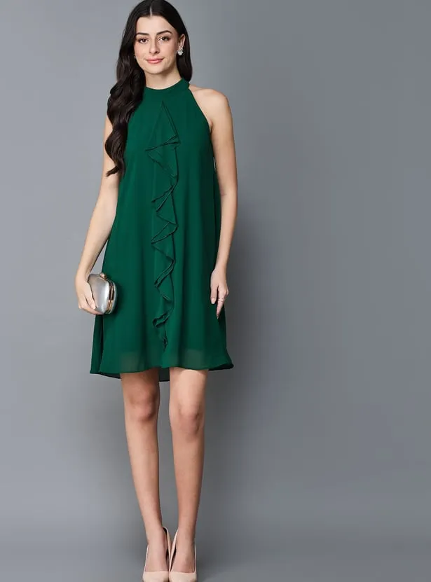 AND Ruffled Halter Neck A-Line Dress